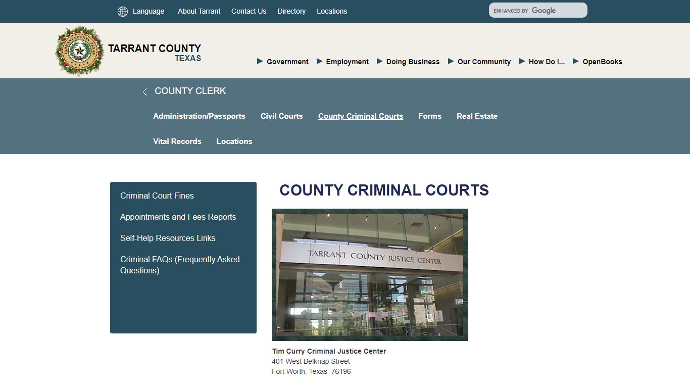 Criminal Courts - Tarrant County TX