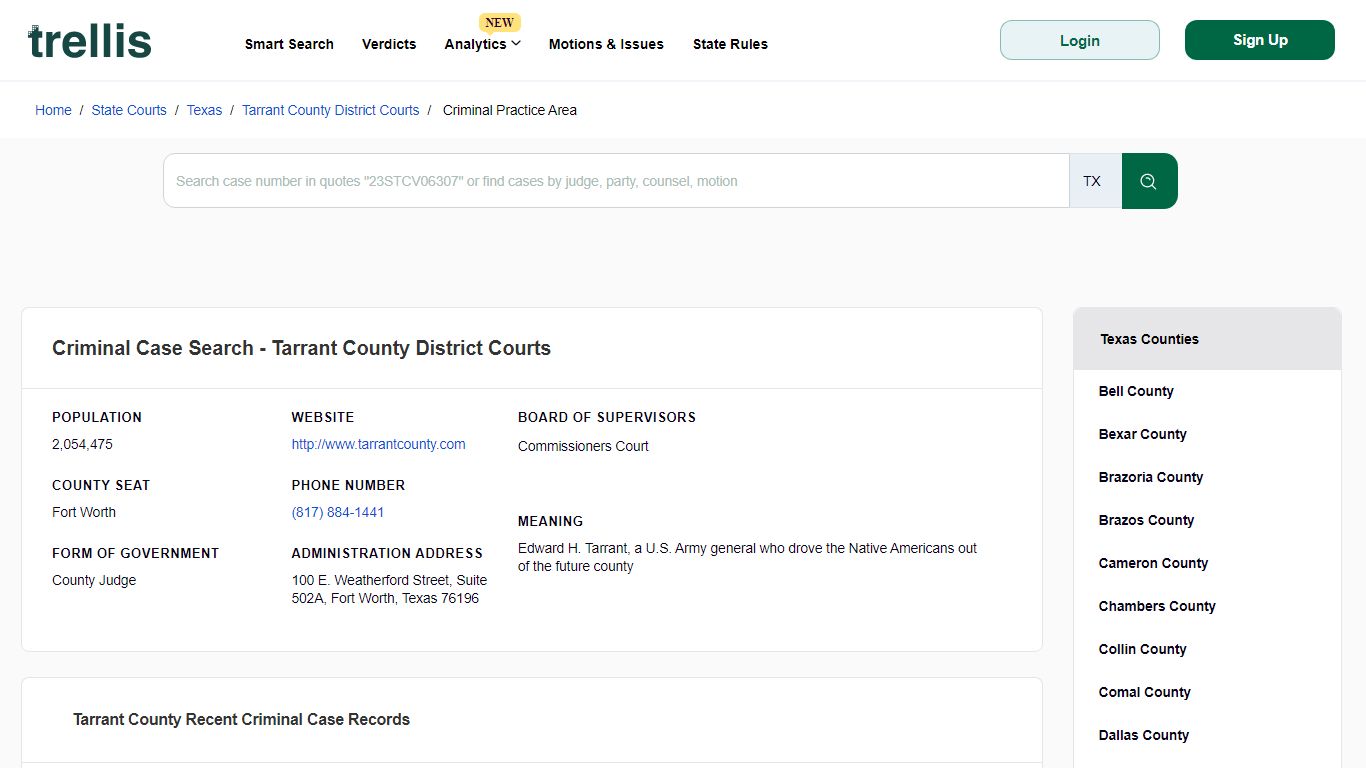 Criminal Case Search - Tarrant County District Courts